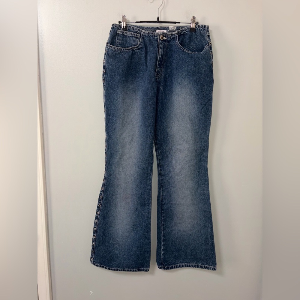Carolina Blues Vintage Y2K‎ Jeans Side Grommet Detail Wide Leg Faded Women’s 10